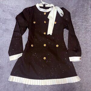 Stunning Military Style Black Mini dress with Gold Buttons size S